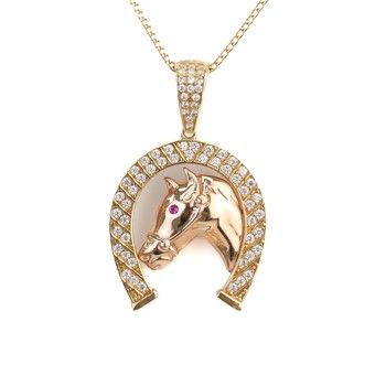 10K Yellow Gold Horseshoe Pendant with zirconia