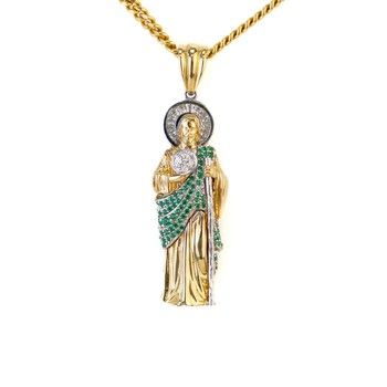 10K Yellow Gold Saint Jude Pendant with Zirconia