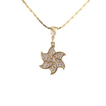 14K Yellow Gold Sun Pendant with Zircon