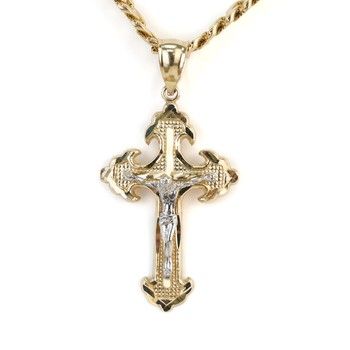 14K Yellow Gold Crucifix Pendant.