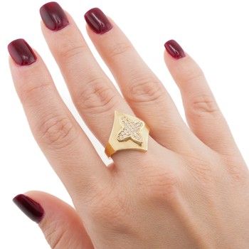 Clover White Zc Ring 14K
