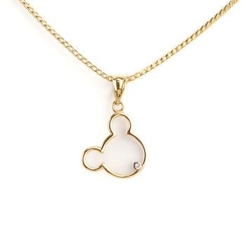 14K Yellow Gold Little Mouse Pendant with Zirconia point.