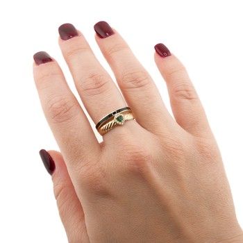 Anillo doble Zirc. Green 14K.