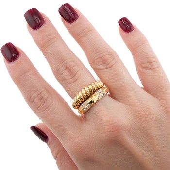 Anillo Dama Espiral/Zirc Oro14k