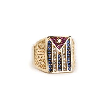 Cuban Flag Ring 14K Sz 11