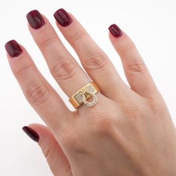 Anillo Dama Herradura Zirc Oro14k