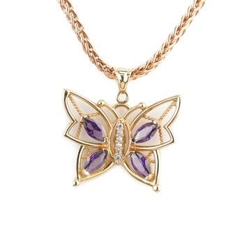 14K Rose Gold Chain &amp; Butterfly