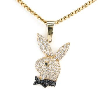 14K Yellow Gold Bunny Pendant with zirconia