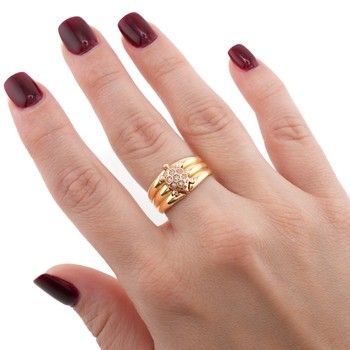 Anillo Dama Tortuga Zirc Oro14k