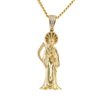10K Yellow Gold St. Death pendant with zirconia