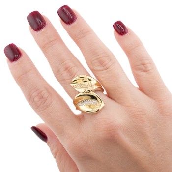 Anillo Dama Doble hoja Oro 10k