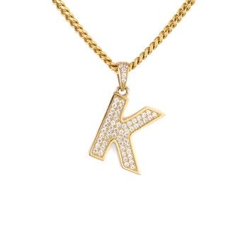 Letter K Pendant Zirc 14K