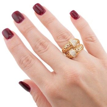 Anillo Dama Doble Maya/Zirc. Oro 10K
