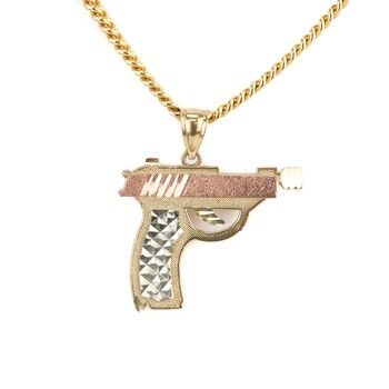 10K Yellow Gold Pendant Gun