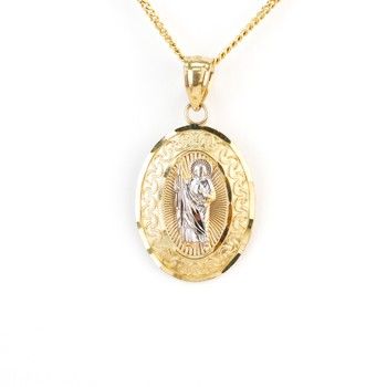 14K Yellow Gold Saint Jude Religious Medal Catholic Fine Jewelry