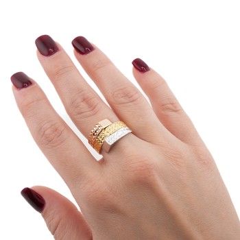 3 Color Gold Ring 14K