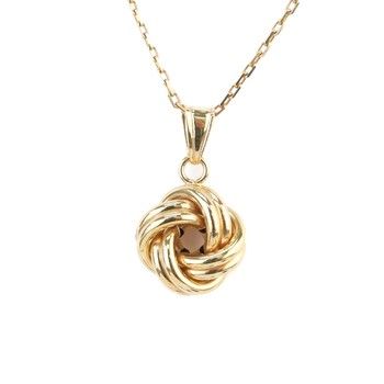 14K Yellow Gold Knot Pendant Necklace Fine Jewelry Women Charm