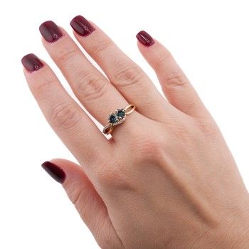 14K Yellow Gold Double Heart Zirconia Women&#39;s Ring Size 7 Fine Jewelry