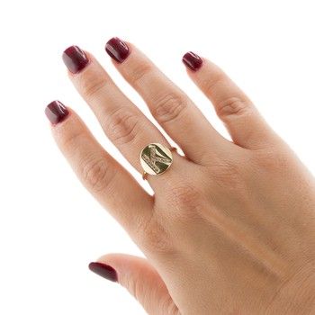 Ring Oval Letter K Oro 14K