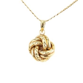 10K Yellow Gold Diamond Cut Knot Pendant Charm Fine Jewelry Gift