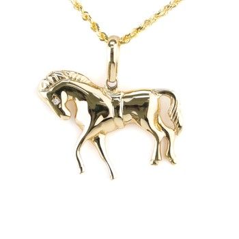 14K Yellow Gold Horse pendant