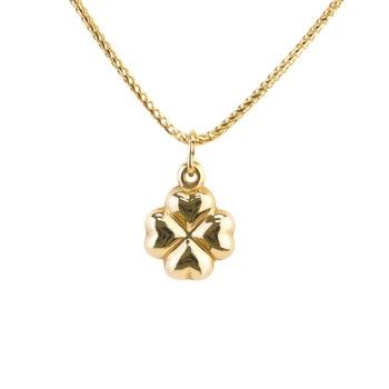 14K Yellow Gold Clover Pendant Charm Small Good Luck Fine Jewelry