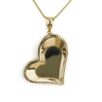 10K Yellow Gold Heart Shape Pendant Fine Jewelry  New