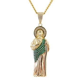10K Yellow Gold San Judas Tadeo Pendant Catholic Religious Charm