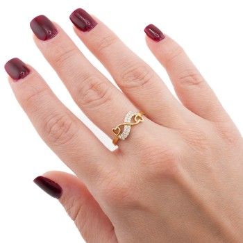 Infinity Double Heart Zirc 14k Ring