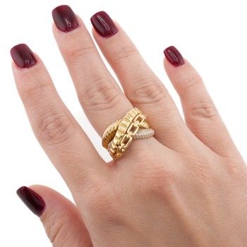 yellow gold Women&#39;s Ring 4 belt Design CZ 14k Size 8