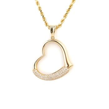 14K Yellow Gold Heart Pendant with Zirconia Fine Jewelry Gift