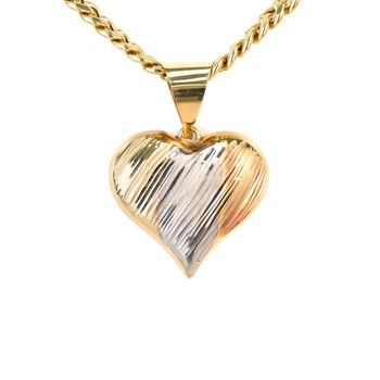 Dije Corazon Grd.Puff 2Tonos Oro14k