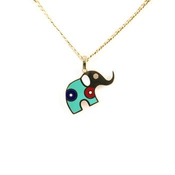 Elephant Pendant Dots 14K