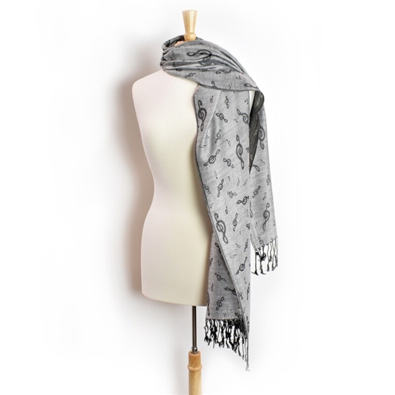 silver pashmina treble clef scarf