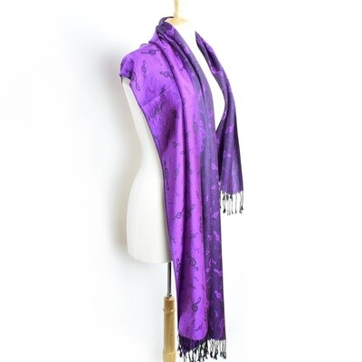 purple pashmina treble clef scarf