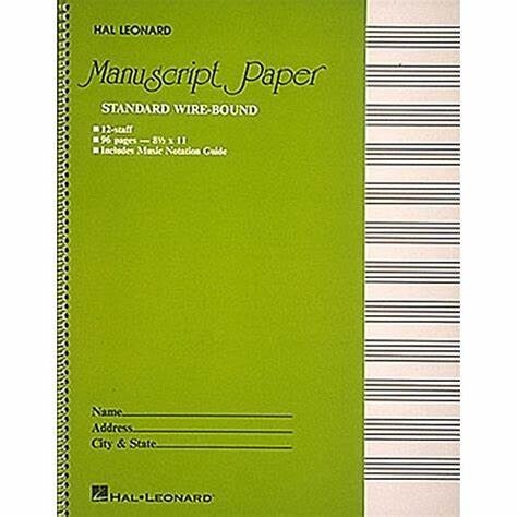 Manuscript Paper Standard Wire-Bound