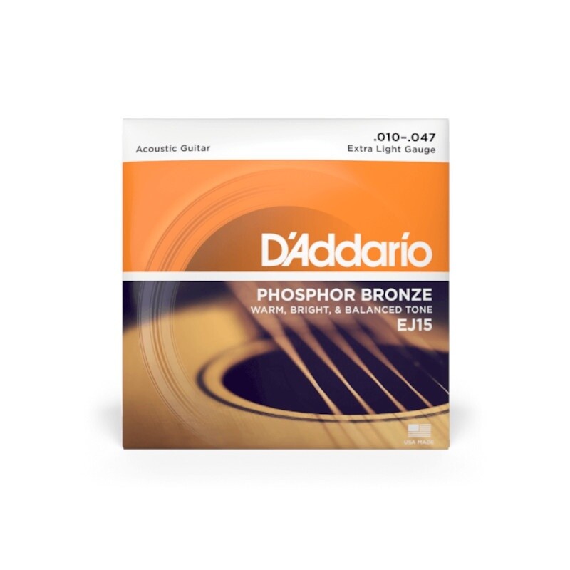 D'Addario Phosphor Bronze Acoustic Guitar Strings, Gauge: Extra Light
