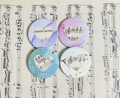 Set of 4 Large Button Pins - Watercolor
