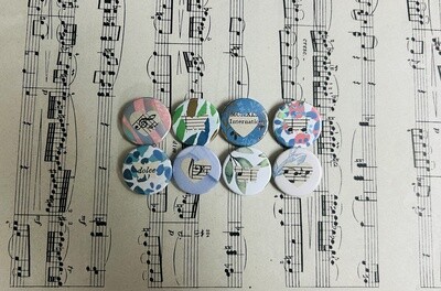 Set of 8 Small Button Pins - Hearts&Butterflies