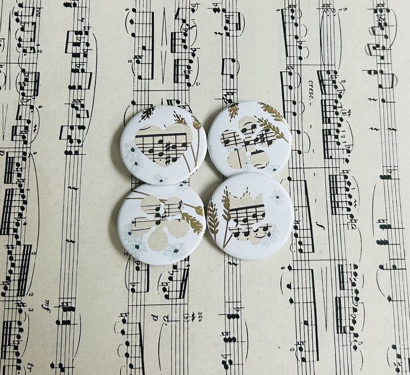 Set of 4 Medium Button Pins - Light