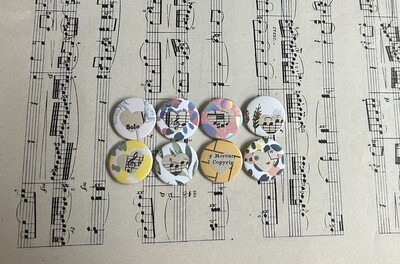 Set of 8 Small Button Pins - Hearts2