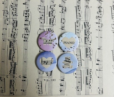 Set of 4 Medium Button Pins - Watercolor