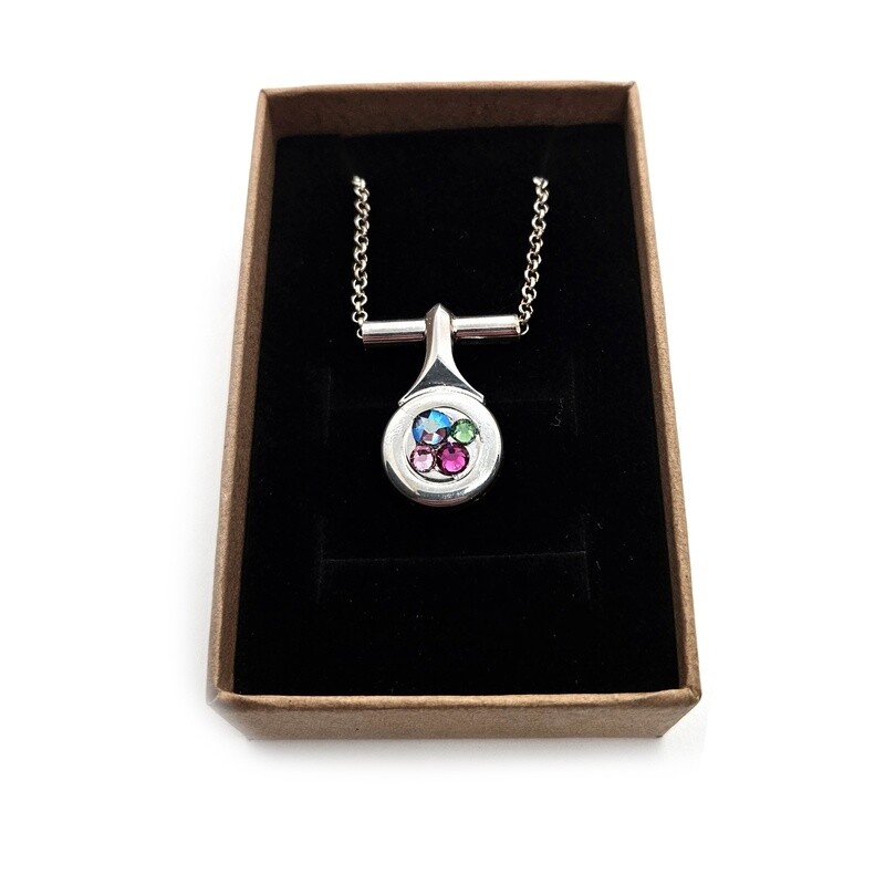 Flute Key Necklace - Mixed Gems