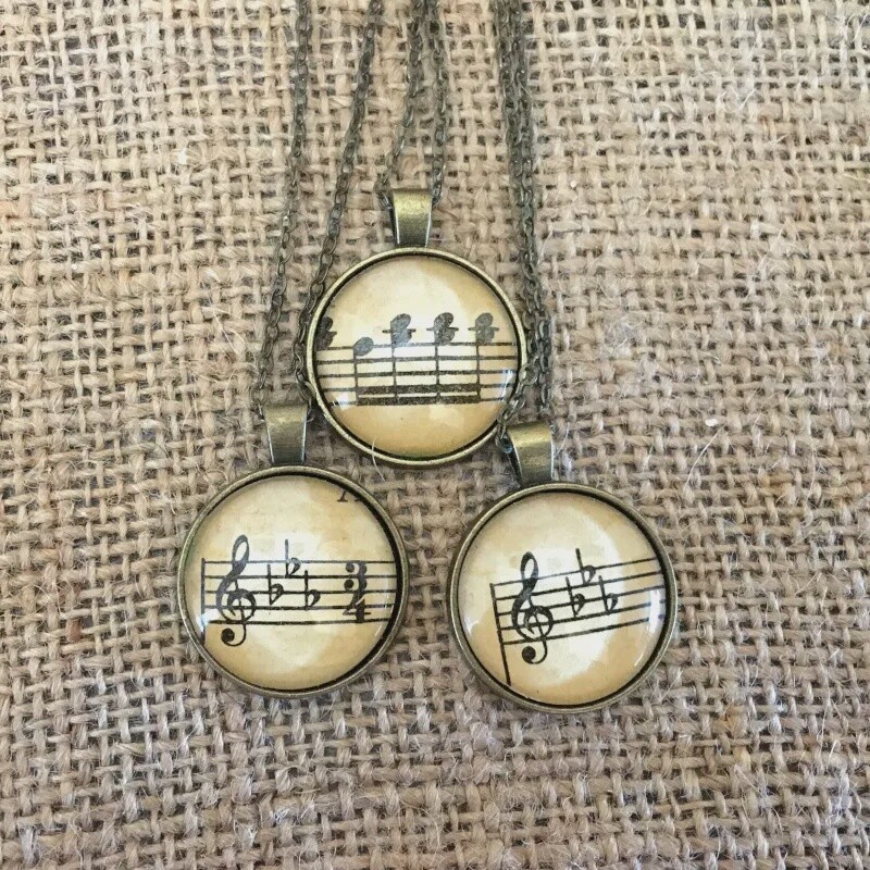 Sheet Music Necklace - Antique Brass