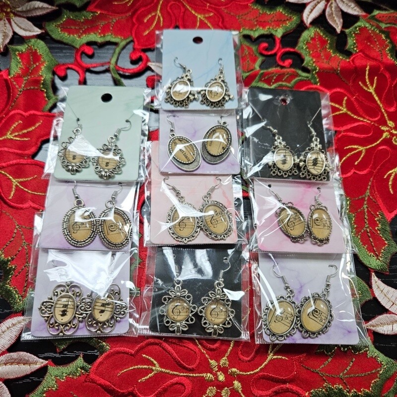 Sheet Music Earrings - Silver