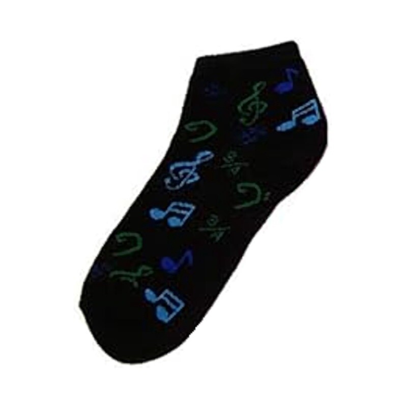 Ladies Music Note Socks, Color: Black