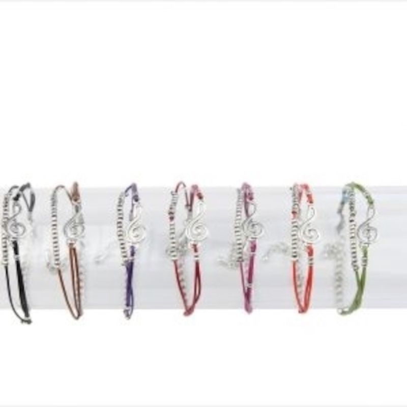 Italian leather treble clef bracelet, Color: Orange