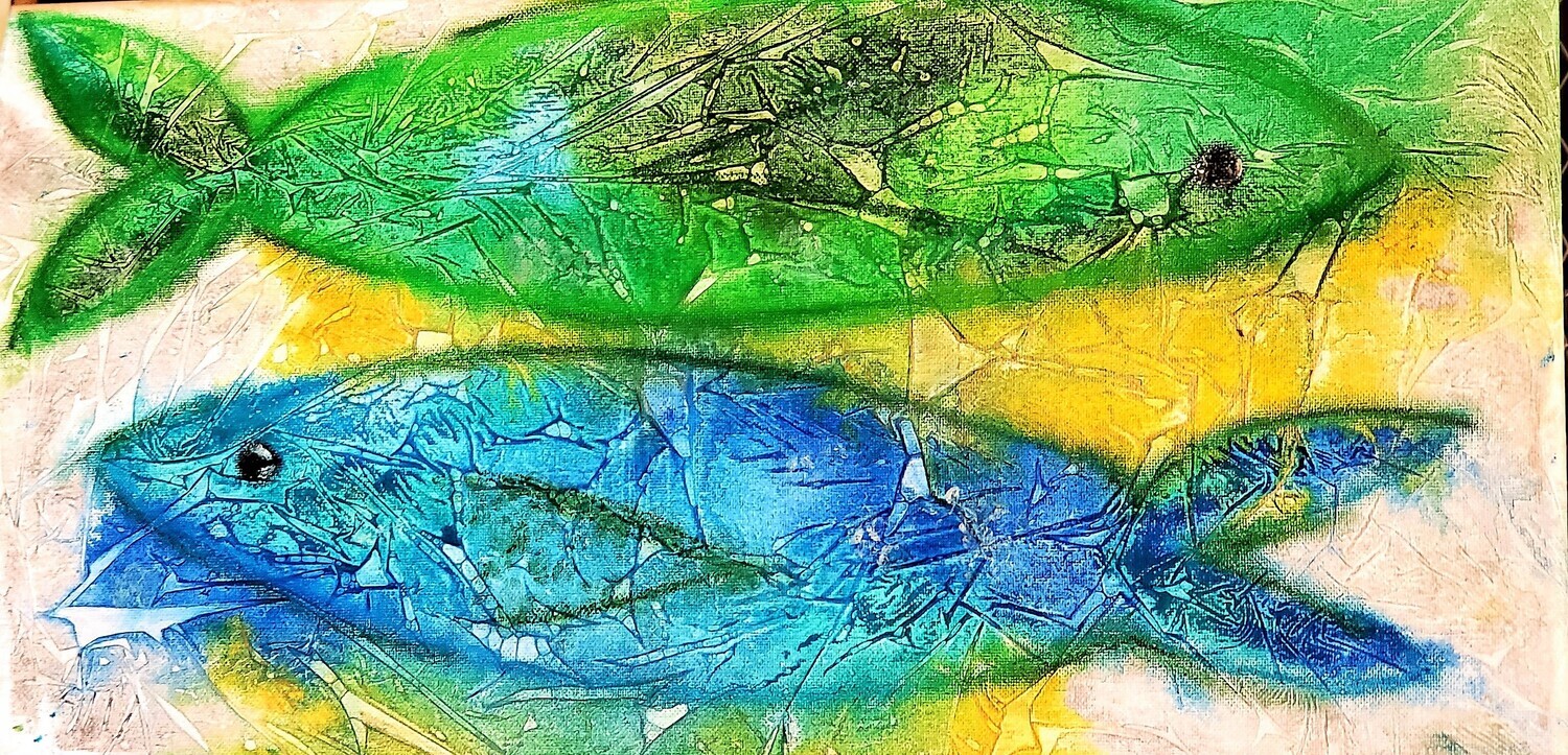 colorful fish painting on canvas