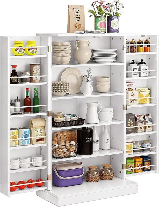 Function Home 41&quot; Kitchen Storage Cabinet, Pantry Cabinet with Doors and Adjustable Shelves for Kitchen, Living Room and Dinning Room in White