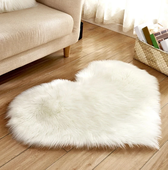 Heart Shaped Fluffy Rug